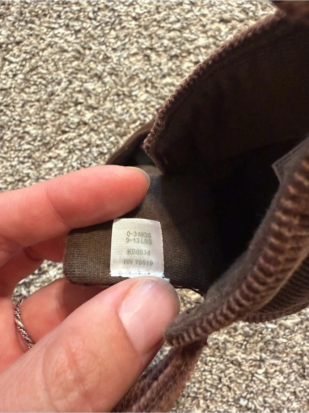 Vintage Corduroy Velcro Baby Shoes in Brown